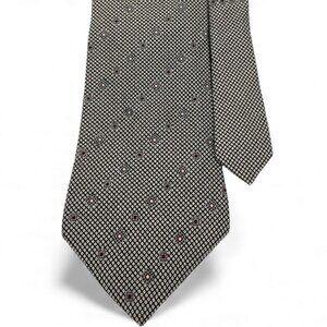Nautica Silk Tie Beige Burgundy Geometric